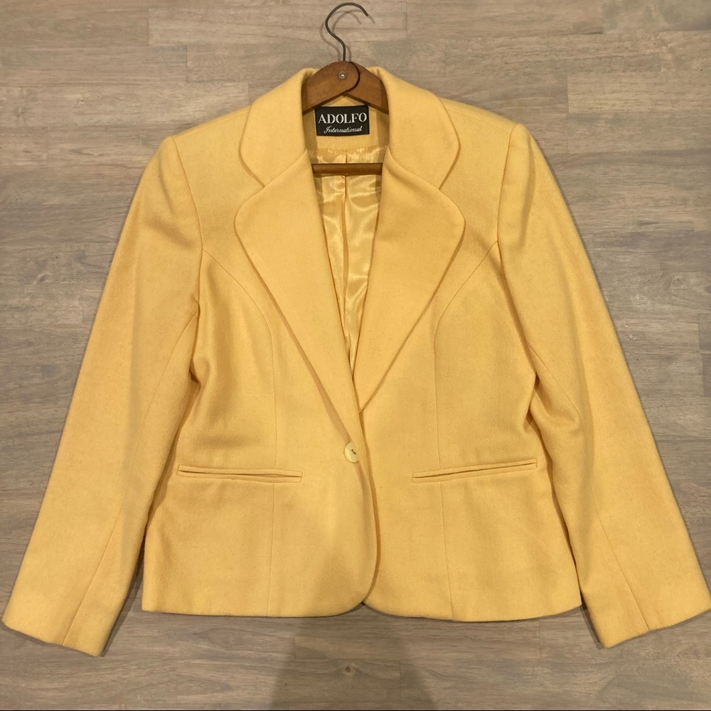 Vintage Women’s Adolfo Designer Wool Yellow Blazer